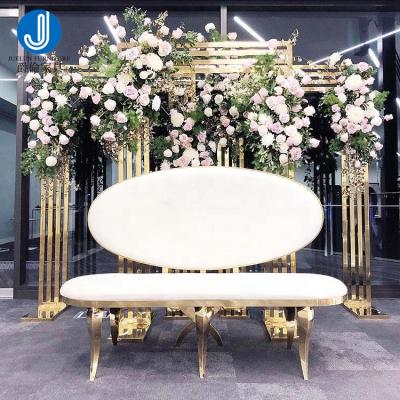 China Modern Furniture Modern Lounge Chair Event Wedding Furniture Gold Metal Stainless Steel Frame Leather Sofa for sale