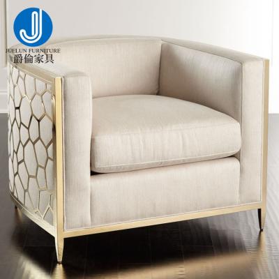 China Wholesale Stainless Steel Adjustable High Quality Modern Armchair Sofa Chair Fabric (Size) Club Chair Beige Rest Chair for sale