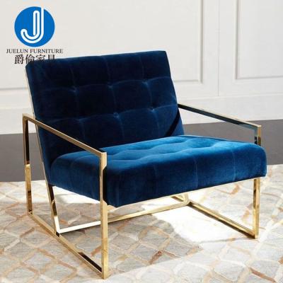 China Stainless Steel Furniture Stainless Steel Sofa Chair Stainless Steel Leisure Chair Velvet Chair Gold for sale