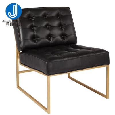 China Antique Stainless Steel Furniture Gold Stainless Steel Frame Black Sofa Chairs Living Room Leisure Single Sofa Chair for sale