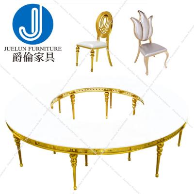 China Wedding events furniture luxury hotel restaurant wedding hall 20 people large dining table and chair set wood tables wooden dining table for sale