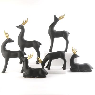 China Matte Black and Gold Ceramic Deer Decor Casual Home Decor Ornament for sale