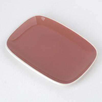 China Viable Decorative Luxury Bone China Porcelain Color Plum Color Chinese Rectangle Dish for sale