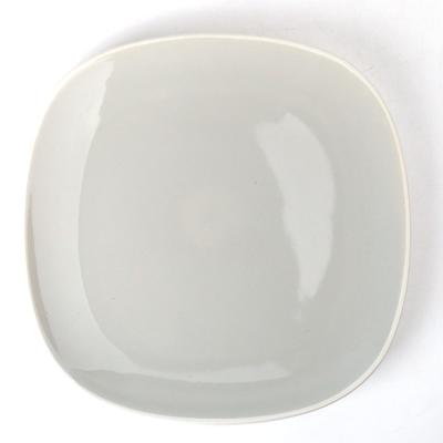 China 10.5 Inch Two Tone Sustainable White And Gray Color Stoneware Plates Ceramic Dishes For Hotel And Restaurant for sale