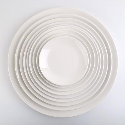 China 11 Inch Dinner Service Porcelain Dish Wholesale Round Pure White Viable Dish for sale