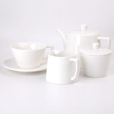 China 15pcs Casual Cup and Saucer White Fine Sugar Milk Creamer Pot Porcelain Coffee Tea Set for sale