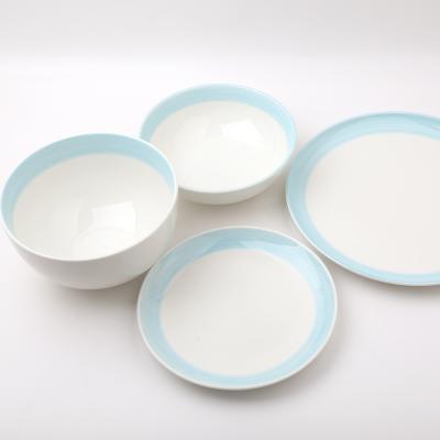 China Viable Bright Blue And White Colorful Chinese Ceramic Porcelain Dinnerware Sets for sale