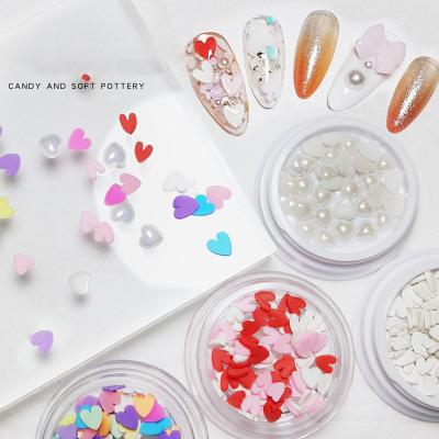 China Plastic Japanese Manicure Diamond Ornament Mixed Small White Color Heart Nail Art Candy DIY Clay Nail Paste for sale