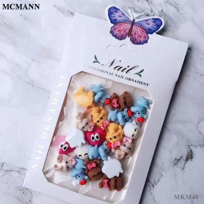 China Resin McMann Nail Decorative Soft Mini Cartoon Milk Rabbit Girl Moe Little Heart Stereo Resin Mix Cartoon Nail Decorative for sale