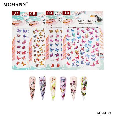 China Finger Nail Art MCMANN Nail Art Sticker Butterfly 2021 Fashion Laser Butterflies DIY Nail Arts Decoration Adhesive Stickers Wholesale for sale