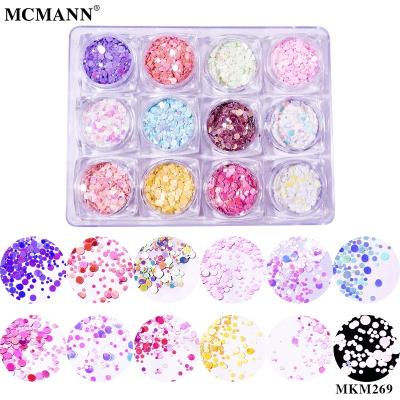 China New Hot Sale Ultra Thin 3D Plastic Round Laser Color Holographic Sequin Mixed Size Nails Art Manicure Decorate for sale