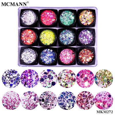 China Finger Nail Art MCMANN Glitter Shapes Sequins Boxed 12 Pcs/Set Prismatic Instant Super Colorful Nail Art Decoration Laser Nail Sequins DIY for sale