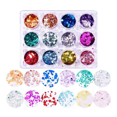 China Plastic Wholesale 12Pcs\Sets Laser Nail Glitter Super Instant Colorful DIY Nail Decoration for sale