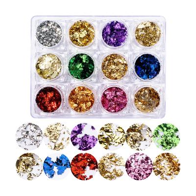 China MCMANN Plastic Nail Art Sequin Gold Foil Custom 12Gird/Box 12 Colors Manicure Butterfly Pattern Glitter Nails Sticker Decoration 2020 for sale