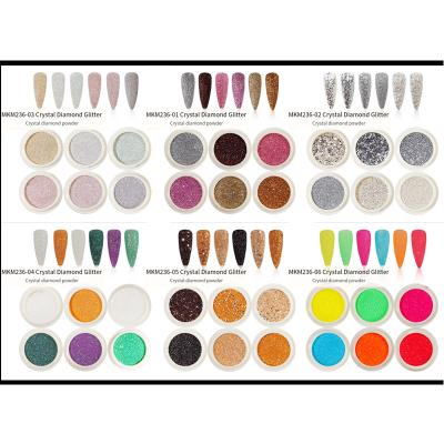 China MCMANN Nail Art Powder Decoration Crystal Diamond 36 Color Gel Dye Nail Polish Glitter Polish Powders 6 Colors/Set Wholesale MKM236 for sale