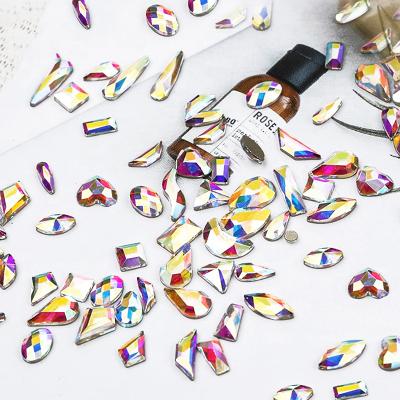 China Wholesale High Quality Nail Art Crystals Nail Art Various Of Bottom Gold K9 Glass K9 Forms Seed \ DIY Decoration 100 Mixed Loading Bag for sale