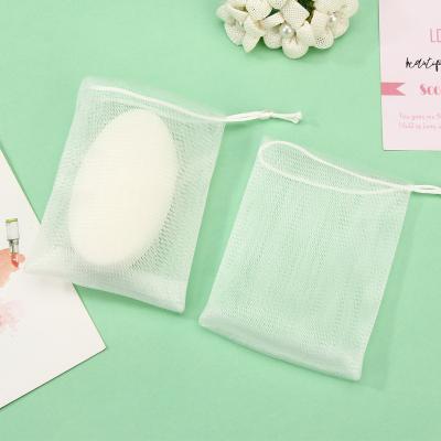 China Maikeman Gift Can Customize To Foam PE Mesh Face Cleanser Quick Bubble Cleansing Face Cleanser Pull Rope Soap Mesh Bag for sale