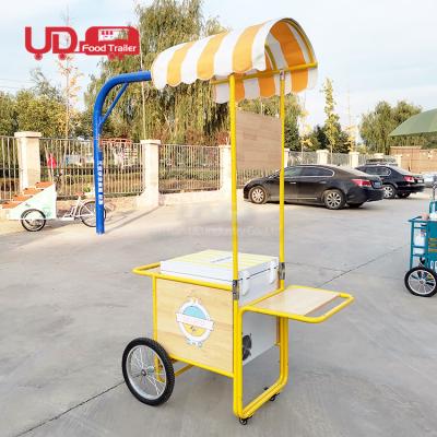 China Mobile Vegetable Processing Plant Hand Push Cart Gelato Trailers Ice Cream Cart for sale