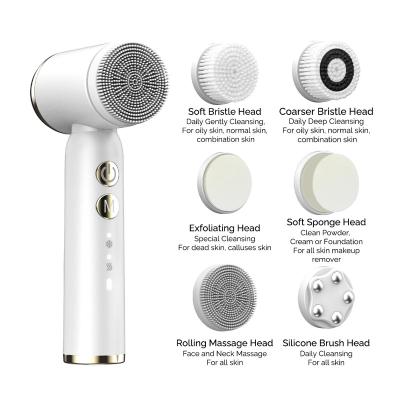 China Portable DEEP CLEANING Silicone Remove Makeup Waterproof Hot Cold Compress Vibrating Electric Facial Cleansing Brush for sale