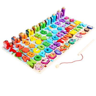 China Kids Fishing Play New Wooden Educational Toys Magnetic Fishing Toys Counting Puzzle Geometric Funny Learning Toy for sale