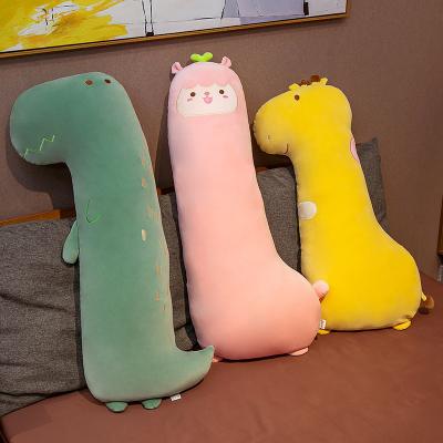 China Lovely Gift Cute Cartoon Dinosaur Animal Strip Pillow Push In Removable Washable Pillow Stuffed And Plush Toy Animal Dolls for sale