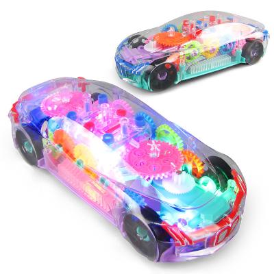 China Universal Toy Colorful Light Transparent Racing Clear Track Flashing Light Carry-On Novelty Concept Toy Ride On Car for sale