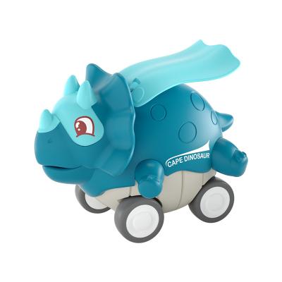 China Early Toy Education Cartoon Dinosaur Diecast Toy Car Diecast Toys Squeeze Power Inertia Wind Up Car Toys for sale