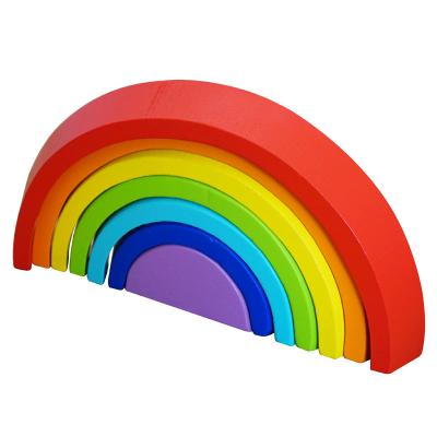 China Educational Toy New Design Children Creative Colorful Wooden Rainbow Early Educational Building Block The Wooden Toys For Children for sale