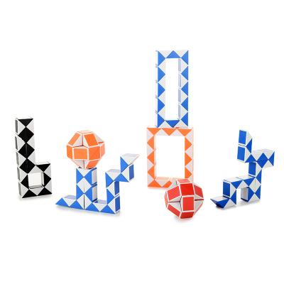 China DIY PLAY Jigsaw Puzzle Kids Play 24 Mini Twisty Blocks Brain Teaser Puzzle Snake Cube Ruler Magic Wiggle People Toy Sets for sale