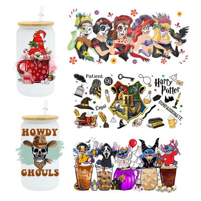 China Design Washable UV Transparent Film DTF Cup Wrapping DTF Halloween UV Sticker For Cup Glass Coffee Mug for sale