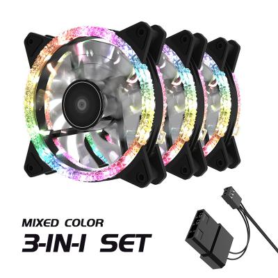 China 120 mm high performance 3 in 1 Twinkle Diamond Fans 12V RGB 6 *25 mm PIN Big Airflow Cooling Fan 120 * 120 pack for sale