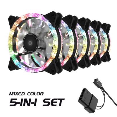 China 5 in 1 Paper Twinkle Diamond Fans 120mm High Performance 12V RGB 6*25mm PIN Big Airflow Cooling Fan 120*120 for sale