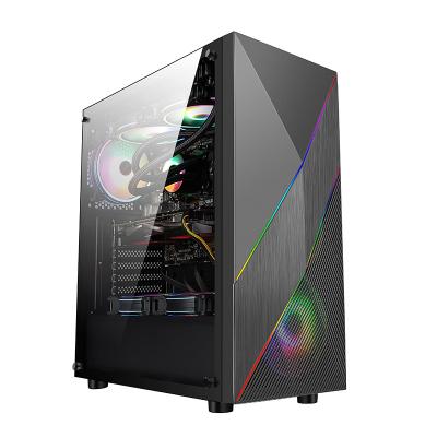 China Torres y cajas de la computadora de tempered glass case ARGB ATX Desktop PC Computer Gaming Case and Towers for sale