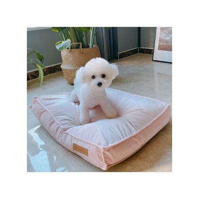 China Outer: 100% cotton Inner: granular good quality nine-hole 3D fiber cat dog bed mat puppy kitten soft summer sleep cushion for pet for sale