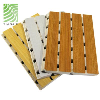 중국 Eco-friendly Acoustic Soundproofing Grooved Acoustic Panels Hotel Meeting Room Studio Wood Wall Panel 판매용