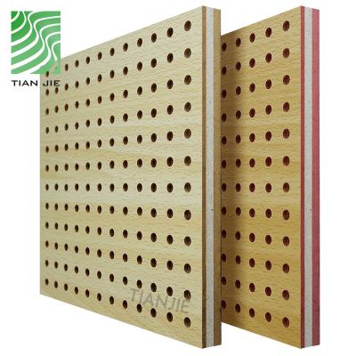 China Tianjie Acoustic Panels Eco-friendly Polyester Fiber Veneer Studio Acoustic Room Soundproof Fireproof Perforated Wooden Acoustic Panel Te koop