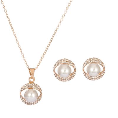 China China Supplier TRENDY Professional Lady Eye Shape Necklace Jewelry Set Brazilian Gold Plated Fashionable Custom Cheap Women's Earrings for sale