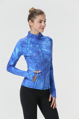 China Polyester cotton Lu With Logo Jacket Women's Tight Stand Collar Zipper Long-Sleeved Top Sports Running Quick-Drying T-shirt Printed Yoga Clothes for sale