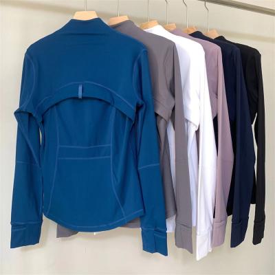 China Polyester cotton Lulu women Slim Yoga Jacket Fitness Autumn Solid Breathable Workout Gym Coat Running Sport Sweatshirts Zipper Nylon Tight Tops for sale