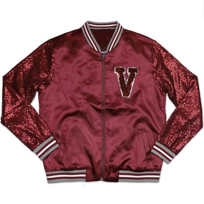 China Anti-Wrinkle Anti-Wrinkle Kids Spring Outwear Custom Satin Coats Kids Sequined Embroidery Boys Baseball Jackets for sale