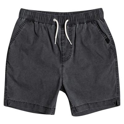 China Fade Proof Custom Color Acid Washed Boys Shorts High Quality 100% Cotton Elastic Waist Drawstring Shorts With Pockets for sale