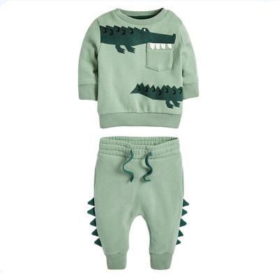 China Custom Sports Print Cardboard Design Kids Apparel Sets Cute Animal Long Sleeve Kids Tracksuit Autumn Sweatshirts And Pants Boys for sale