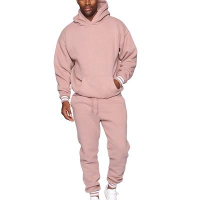 China Breathable Cotton Breathable Custom Sports Plus Size Jogger Gym Plain Fleece Winter Pink Hoodies Tracksuits Clothing Set for sale