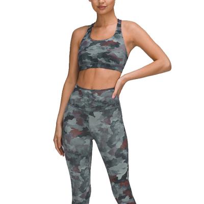 China Breathable Breathable Women Gym Fitness Yoga Sets Custom ODM Camouflage Print Two Piece Yoga Sets Spandex Tops Women Yoga Bra And Tights Gaiters Sets for sale