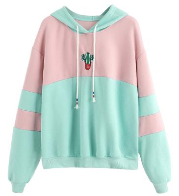 China 2022 Wholesale Fashion Anti-Wrinkle Anti-Wrinkle Oversized Women's Hoodies Color Block Print Logo Check Drawstring Hot Custom Pullover With Pockets for sale