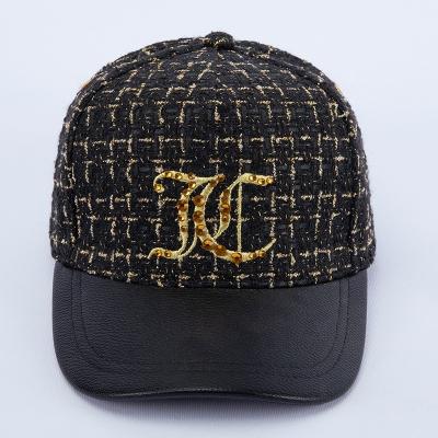 China 5-Panel hat hot sale embroidered and with decoration brim metal buckle shinning leather baseball hat for sale