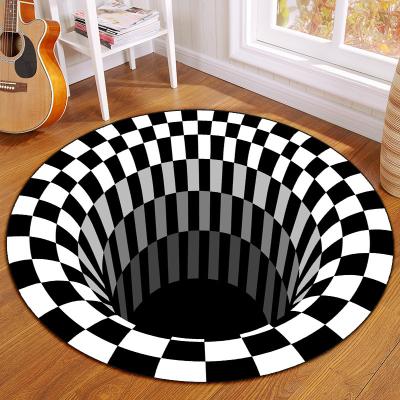 China Non-slip Vortex 3D Illusion Carpets Anti-Slip Floor Mat Area Rug Abstract Geometric Print Optical Living Room Bedroom Mat 3D Vortex Carpet for sale