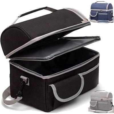 China Hot Selling Stocked Travel Women And Men Dual Compartment Double Deck Insulated 2 Compartment Lunch Box for sale