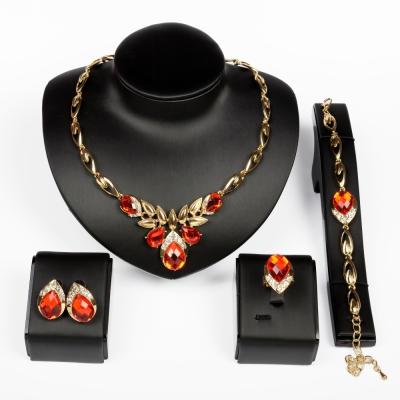 China Austrian Design CLASSIC Romantic Bride Gifts Crystal Necklace Bracelet Ring Earrings Pendant Jewelry Set For Women for sale