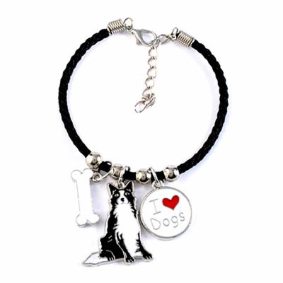 China Animal Border Men-Women Collie Charm Vintage Rope Chain Love Couples Jewelry Bracelets For Girls Women Men for sale